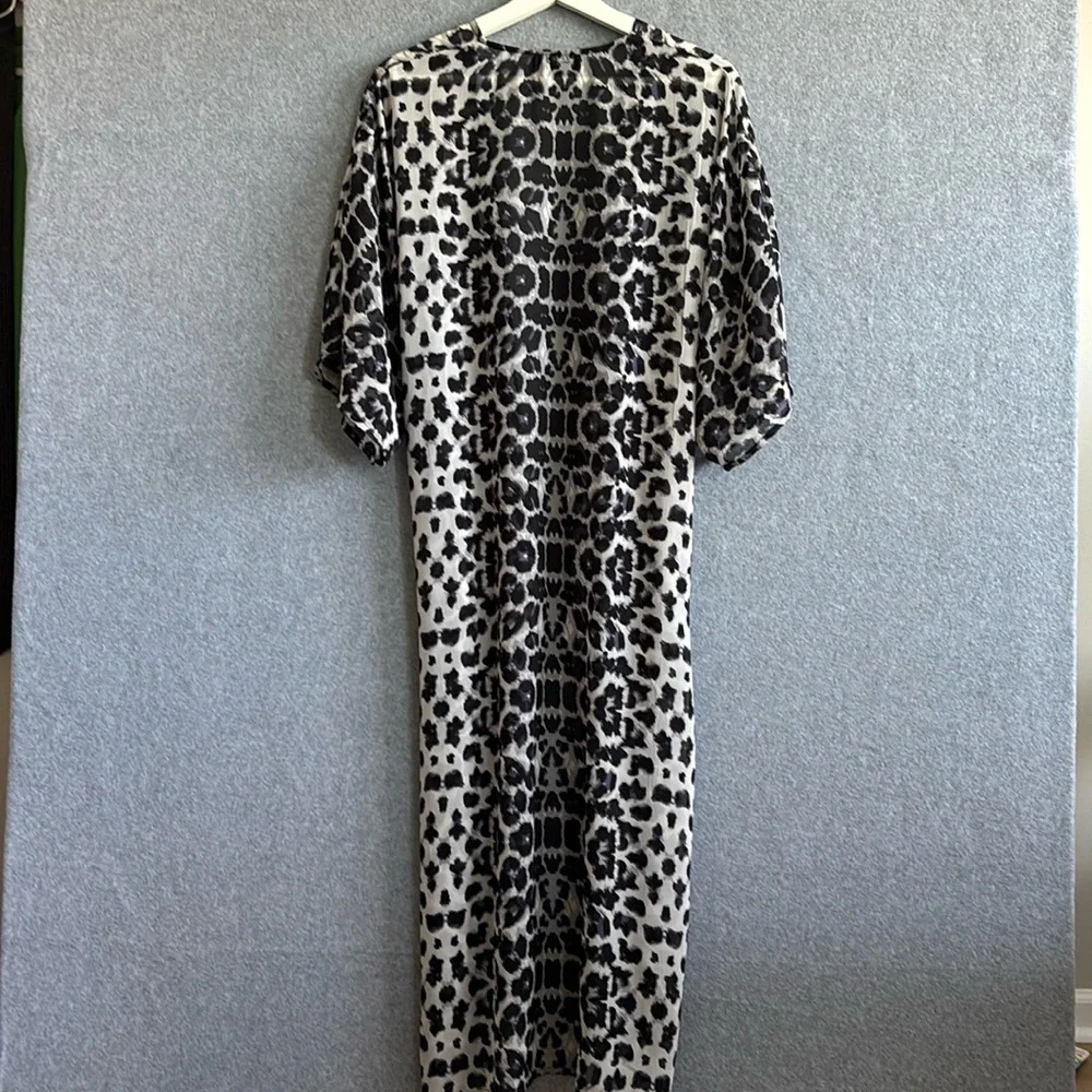 Steve Madden | Duster Kimono Beach Coverup Boho Sheer (OS) Animal Print - Picture 3 of 8